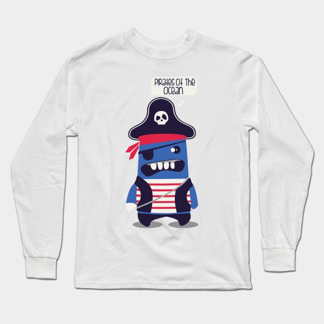 Pirate Monster T-Shirt Phone Case Tee Totebag Long Sleeve T-Shirt by mertkaratay